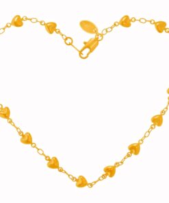 Gold Plated Solid Heart Link Anklet