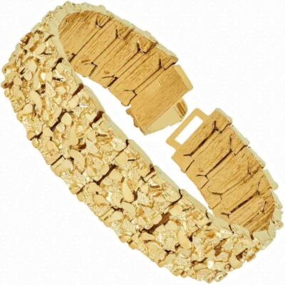Gold Plated 23mm Extra Wide Nugget Bracelet