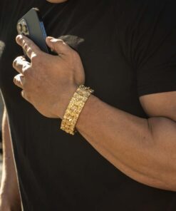 Gold Plated 23mm Extra Wide Nugget Bracelet