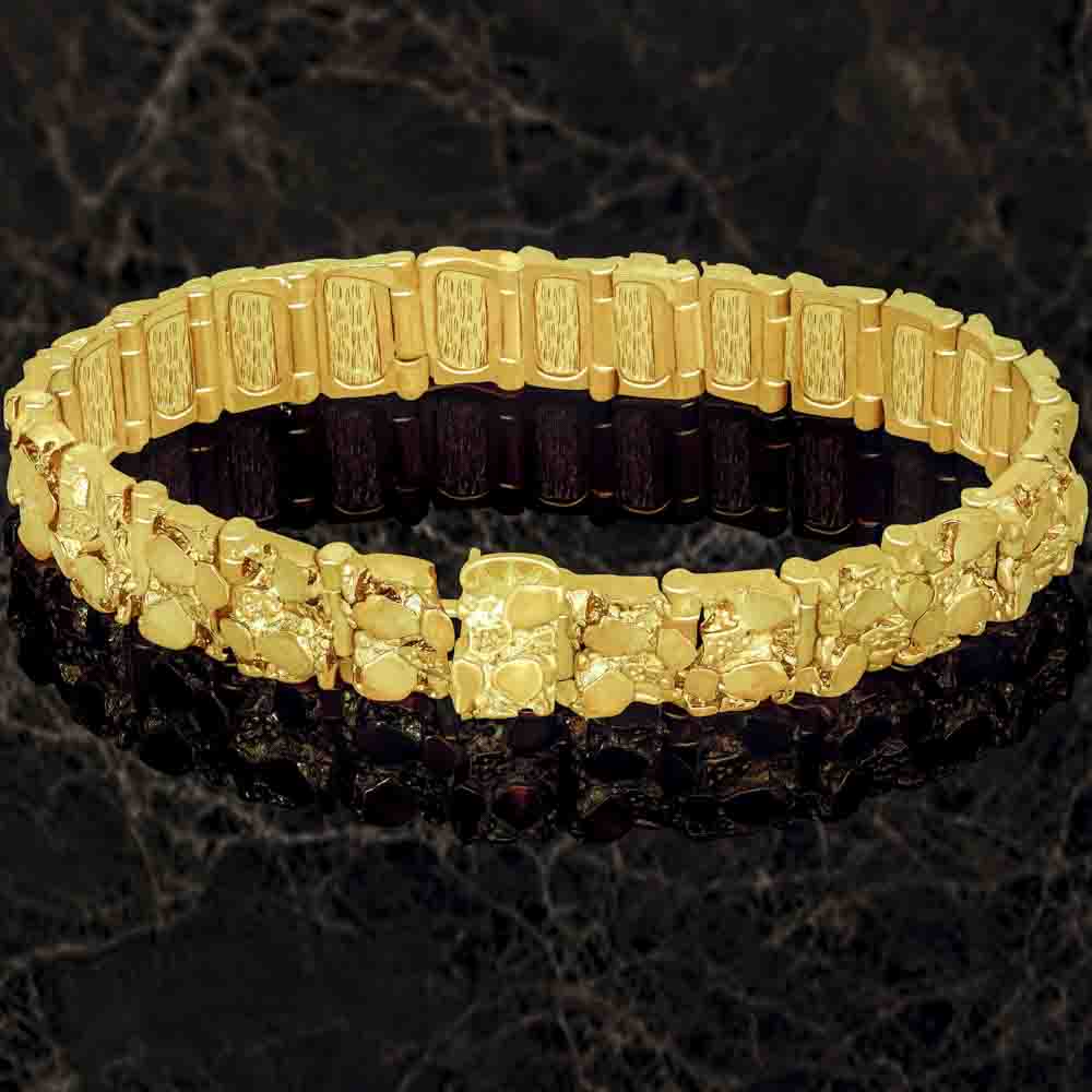 Gold Plated 13mm Narrow Nugget Bracelet