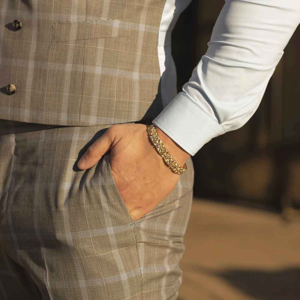 Gold Plated 13mm Narrow Nugget Bracelet