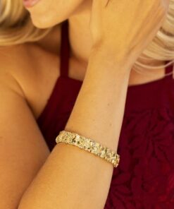 Gold Plated 13mm Narrow Nugget Bracelet