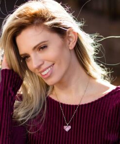 Gold Plated Pink Cubic Zirconia Heart Necklace
