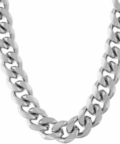 White Gold plated 11mm Cuban Link Chain (Rhodium)