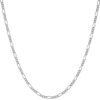 White Gold plated 1.5mm Figaro Chain (Rhodium)