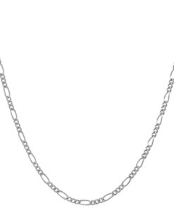 White Gold plated 1.5mm Figaro Chain (Rhodium)