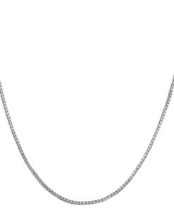White Gold plated 1mm Box Chain Necklace