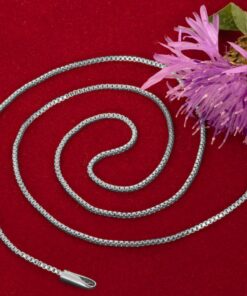 White Gold plated 1mm Box Chain Necklace