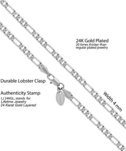 4mm Figaro Necklace (White Gold Look)