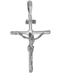 White Gold Plated Classic Jesus Crucifix (with or without Pendant Chain)