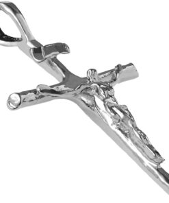 White Gold Plated Classic Jesus Crucifix (with or without Pendant Chain)