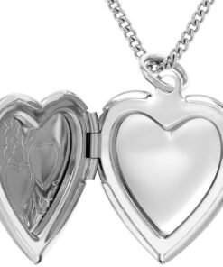 White Gold Plated Two Hearts Locket, Rhodium
