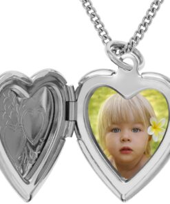 White Gold Plated Two Hearts Locket, Rhodium