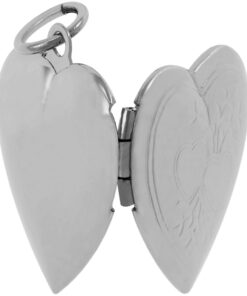 White Gold Plated Two Hearts Locket, Rhodium