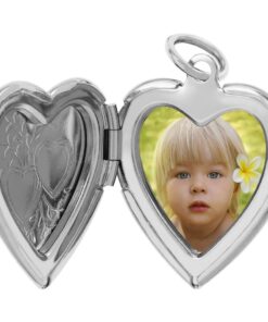 White Gold Plated Two Hearts Locket, Rhodium