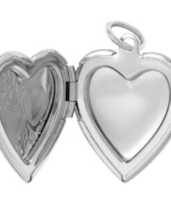 White Gold Plated Two Hearts Locket, Rhodium