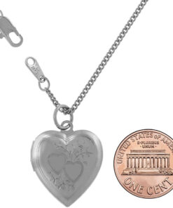 White Gold Plated Two Hearts Locket, Rhodium