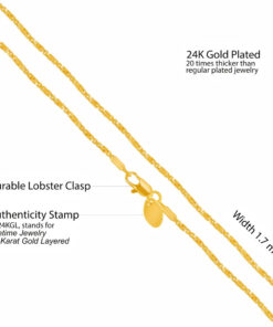Gold Plated 1.7mm Twisted Box Chain Necklace