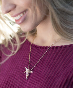 woman wearing Cherub Angel, Pendant Necklace