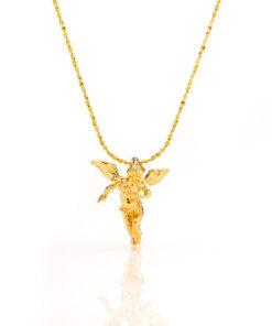 Gold plated Cherub Angel, Pendant Necklace