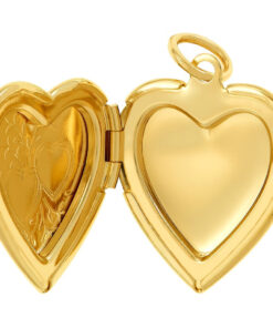 Opened Gold Plated Heart Locket Necklace, Double Heart Style