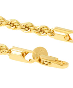 Gold Plated 5mm Rope Bracelet with quality tag and durable lobster clasp