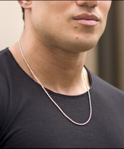 Gold Plated 2mm Rope Chain worn by a man as his necklace