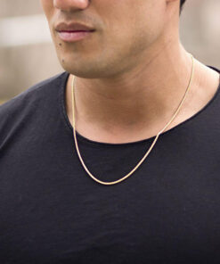 Gold Plated 1mm Rope Chain worn by a man as her necklace