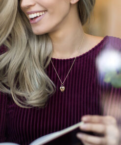 Woman wearing Gold Plated Tiny Heart Locket