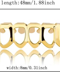 Alternative view of JINAO New Custom Fit 18K Gold Plated Vampire Four Open Face Gold Grillz Set