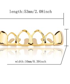 Alternative view of JINAO New Custom Fit 18K Gold Plated Vampire Four Open Face Gold Grillz Set