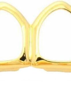 JINAO New Custom Fit 18K Gold Plated Vampire Four Open Face Gold Grillz Set
