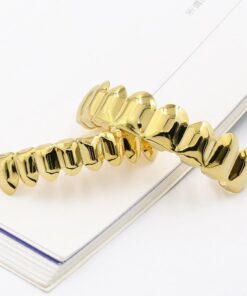 Alternative view of JINAO Grillz Teeth Men - Grills for Your Teeth 8 Top & Bottom Set, 18K Gold-Plated Brass Dental Grills with Molding Bars, Unisex Hip-Hop Rapper Costume Accessory