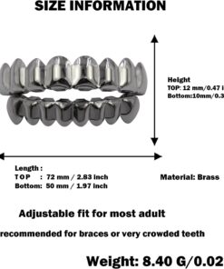 Alternative view of JINAO Grillz Teeth Men - Grills for Your Teeth 8 Top & Bottom Set, 18K Gold-Plated Brass Dental Grills with Molding Bars, Unisex Hip-Hop Rapper Costume Accessory