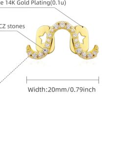 Alternative view of JINAO Grillz - Grills for Your Teeth, Gold Tooth Cap 2pcs 14K Gold Plated M?bius Diamond Single Tooth Grill Cap for Men Women Rapper Costume