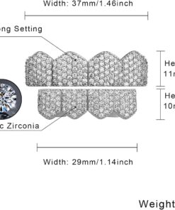 Alternative view of JINAO Grillz Teeth Men- 4 Teeth 14K Gold Plated Iced out CZ Diamond Grills for Your Teeth Hip Hop Mouth and Women