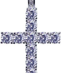 JINAO Cross Chain for Men Gold Cross Necklace 14K Gold Plated Large Nail Cross Chain Iced out CZ Pendant Hip Hop Jewelry for Women with Stainless Rope Chain