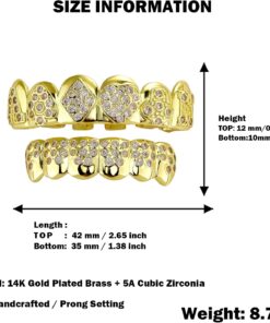Alternative view of JINAO Grillz for Men ?C Poker Design??Grills for Your Teeth??14K Gold Plated Iced Out??Fake Teeth Grillz for Women Gothic Costume Jewelry Accessories