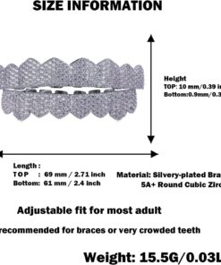 Alternative view of JINAO Grillz Teeth Men - Grills for Your Teeth 8 Top & Bottom Set, 18K Gold-Plated Brass Dental Grills with Molding Bars, Unisex Hip-Hop Rapper Costume Accessory