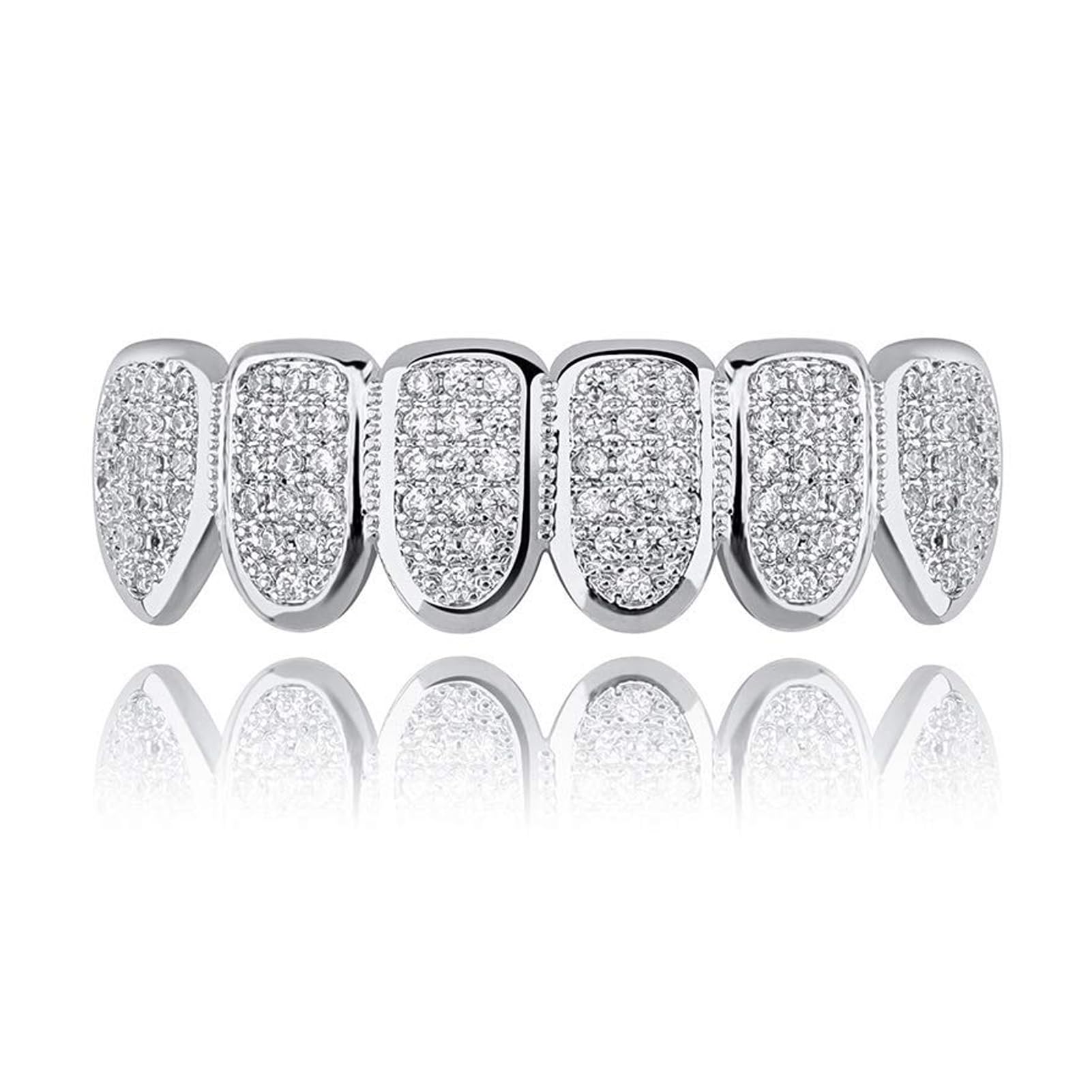 JINAO Grillz Grills for Your Teeth Simulated Diamond Teeth Grillz with Extra Molding Bars Included 18K Gold Plated All Iced Out Cubic Zirconia Golden Teeth for Men Women - Image 8