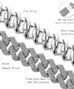 Alternative view of JINAO Cuban Link Chain for Men - 20MM Iced Out Miami Mens Necklace 14K Gold Plated Cubic Zirconia Women Hip Hop Jewelry
